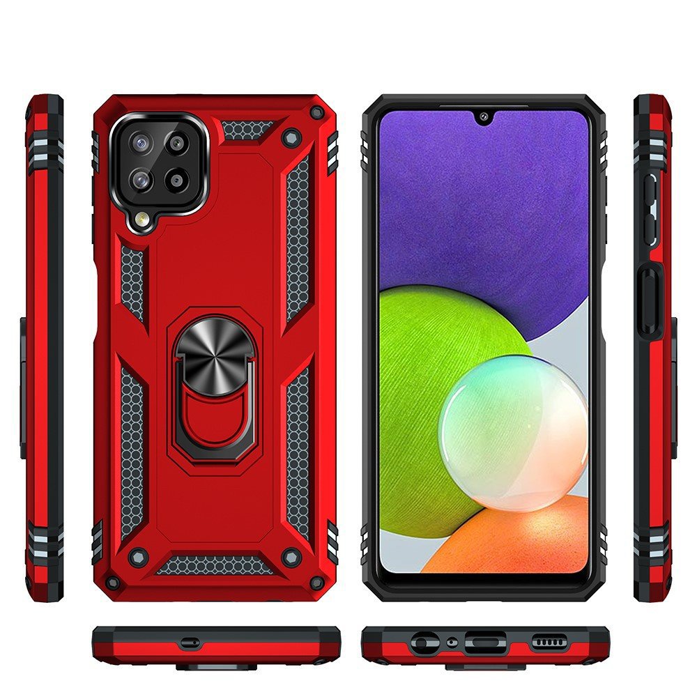 Protectores para celular  para Samsung  A22 4G Funda reforzada con anillo v2 Rojo